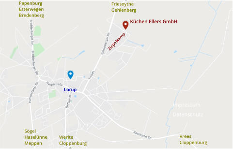 FriesoytheGehlenberg Papenburg EsterwegenBredenberg SögelHaselünneMeppen WerlteCloppenburg VreesCloppenburg Lorup Ziepelkamp Küchen Ellers GmbH Impressum Datenschutz